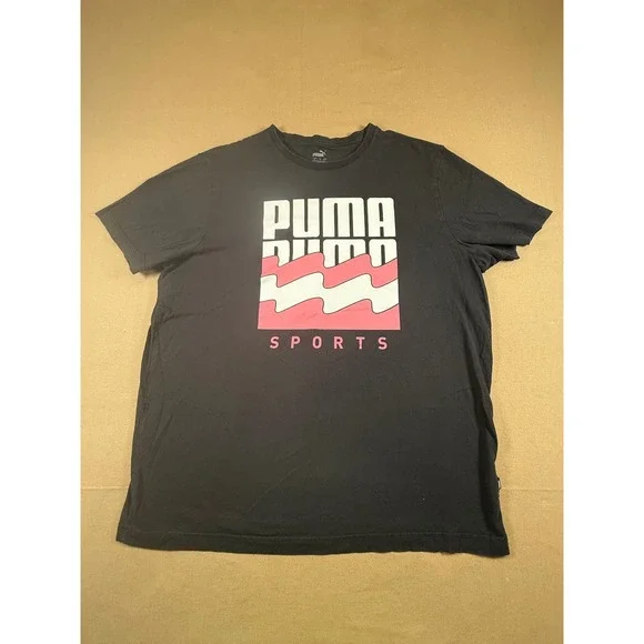 Puma Sports Graphic T-Shirt Mens XL Black Short Sleeve Casual Top - Picture 1 of 5
